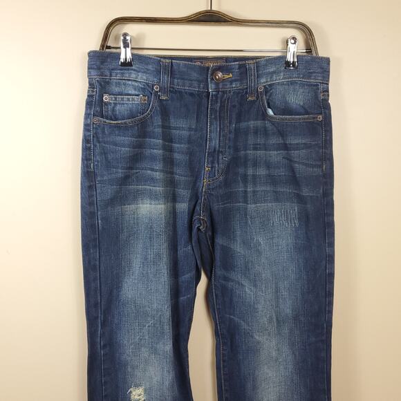 American Rag Dark Wash Distressed Straight Leg Jeans Size 30x30 - Picture 3 of 8
